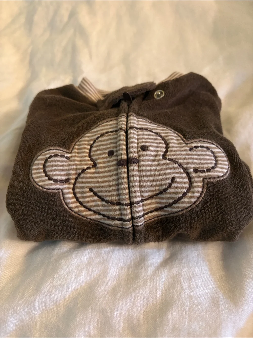 Carter's Brown Fleece Footed One-Piece with Monkey Face